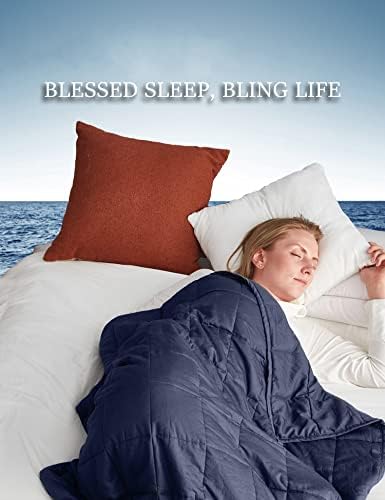 BB BLINBLIN Cooling Weighted Blanket Heavy Blanket, Calm and Sleep, Premium Soft and Comfortable Material and Glass Beads (Navy, 80''x87'' 20lbs), Two Persons(90~160lb) Sharing Use on Queen/King Bed - Image 4