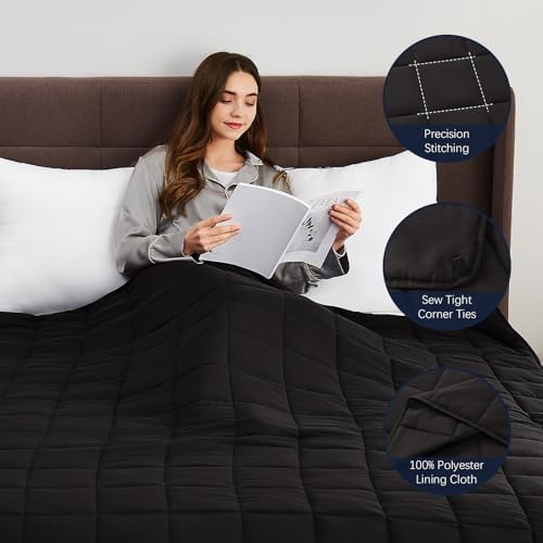 CuteKing Weighted Blanket for Adults (15lbs, 48"x72", Grey) Heavy Blanket for 140-150lbs, Breathable Microfiber Material with Glass Beads All-Season Summer Fall Winter Soft Thick - Image 4
