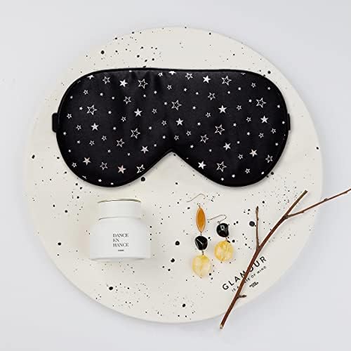 townssilk 100% silk sleep mask with adjustable strap,comfortable and super soft eye mask ultimate sleeping aid,blindford silver stars - Image 6
