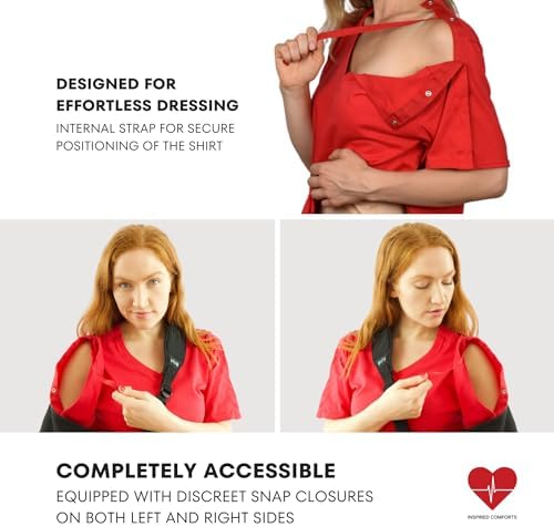 Inspired Comforts Unisex Post Surgery & Rehab V Neck Dual Access Snap Shirt - Image 3