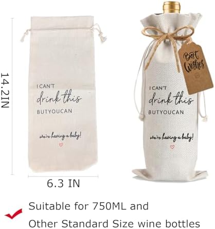 2 Pcs Pregnancy Announcement Wine Bag New Mom Dad Pregnancy Announcement for Grandparents Parents Aunt friends with 2 Pcs Kraft Blessing Cards and natural jute rope - Image 2