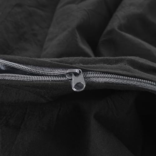 F.Y.Dreams 100% Washed Cotton Duvet Cover for Weighted Blanket 60x80 inches with 16 Ties, Zipper on Long Side/Carbon Black/Just Duvet Cover - Image 7