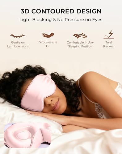 SilkSilky 100% 22 Momme Mulberry Silk Sleep Mask, Pink - Image 5