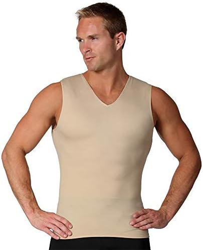 Insta Slim Mens Compression Sleeveless V Neck Muscle Shirt- Slimming Body Shaper Undershirt by InstaSlim