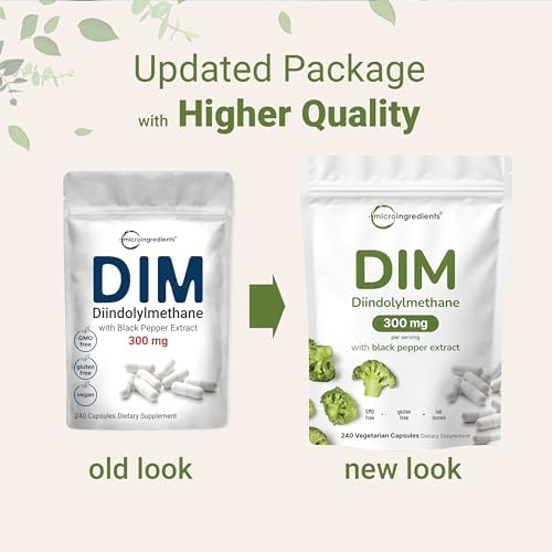DIM Active Supplement, DIM 300mg, 240 Veggie Capsules (8-Month Supply), 2 in 1 Formula, Estrogen Metabolism, Premium DIM-Plus Broccoli Extract Supplement With Black Pepper for Better Absorption - Image 3