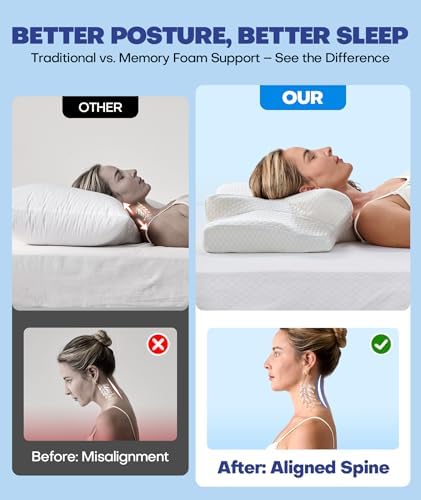 Sleep Doctor Approved Cervical Neck Pillow for Sleeping, Ergonomic Contour Side Sleeper Pillows for Adults, Cooling Orthopedic Pillow for Pain Relief Support, Memory Foam Pillows Back Stomach Sleepers - Image 4