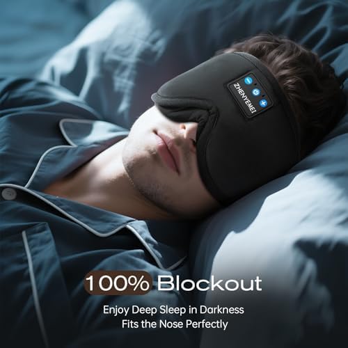 Sleep Mask with Bluetooth Headphones, Sleeping Headphones for Side Sleepers, Wireless Music Eye Mask with Ultra-Thin Stereo Speakers for Men, Women, Tech Gifts, Black - Image 3
