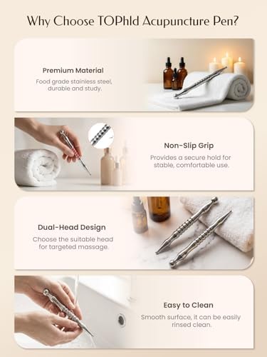 Acupuncture Pen, Premium Stainless Steel Acupressure Pen for Muscle Tension Pain Relief, Trigger Point Massage Pen Manual Reflexology Tool - Image 3