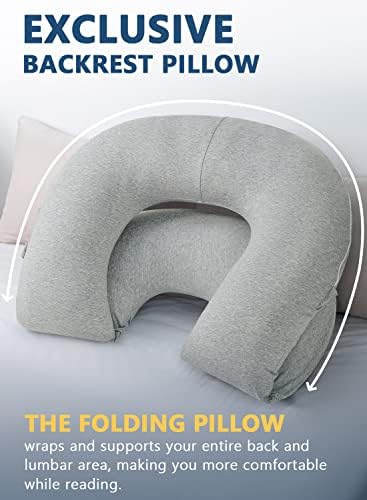 INSEN Reading Pillow, Back Pillow for Sitting in Bed and Couch, Gaming Pillow for Adults, Sit Up Support for Bed, Grey Jersey - Image 6