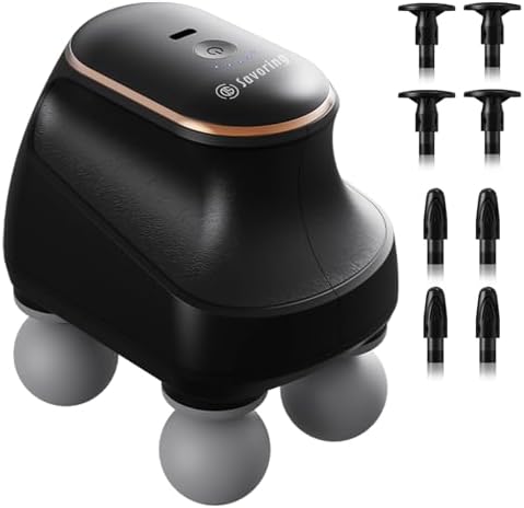 4 Head Massage Gun Deep Tissue, Mini Percussion Muscle Massage Gun for Pain Relief, Portable Electric Muscle Massager with 5 Speeds, 3 Attachments, USB Rechargeable - Ideal Gift for Men & Women by DSSAVORING