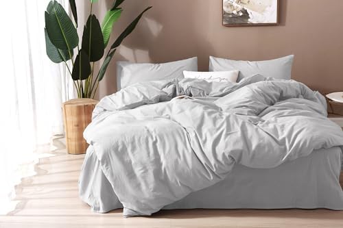 F.Y.Dreams 100% Washed Cotton Duvet Cover for Weighted Blanket 60x80 inches with 16 Ties, Zipper on Long Side/Light Gray/Just Duvet Cover - Image 5