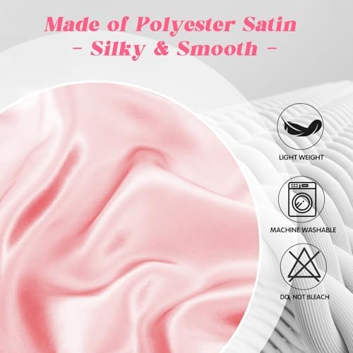 P Pothuiny Pink Satin Cervical Pillow Case Cover 1-Pack with Zipper - Image 7