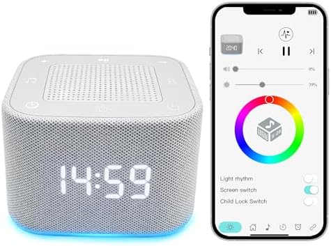 Sound Machine with 32 Non Looping Natural Soothing Sounds, White Noise Machine with Night Light, Sleep Timer Therapy for Baby Kids Adults, Gray by Stareep