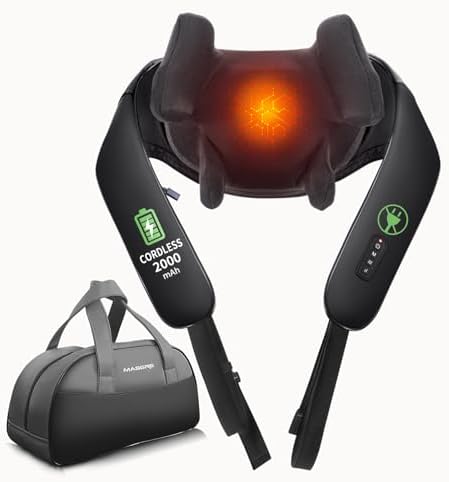 MASGRE Shiatsu Neck and Shoulder Massager, Cordless Back Massager with Heat by MASGRE
