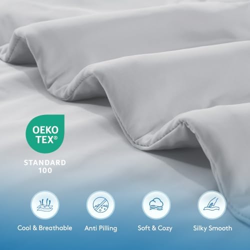 MASVIS Cooling Comforter King Size, Cooling Blanket for Hot Sleepers Lightweight Summer Blanket with Double-Sided Cold Tech Fabric,Breathable Cold Blanket,Light Grey,90"X108" - Image 6