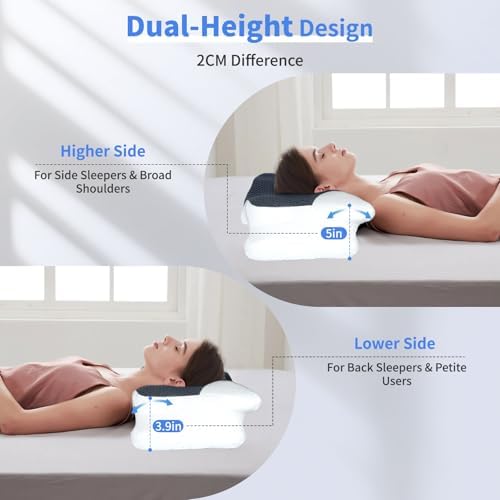 Cervical Pillow for Neck Pain Relief, Hollow Design Memory Foam Bed Pillow for Side & Back Sleepers, Ergonomic Contour Orthopedic Bed Pillow with Adjustable Support - Image 5