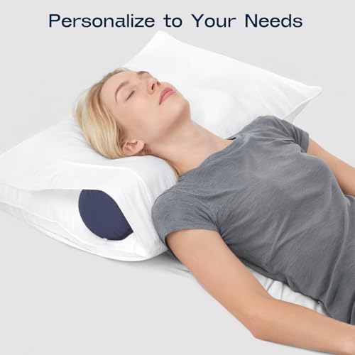 Neck Roll Pillow for Neck Pain Relief - Memory Foam Neck Support Pillow for Bed | Round Neck Pillow for Sleeping, 15.7 * 6 * 6inch ((Navy-Blue) - Image 5