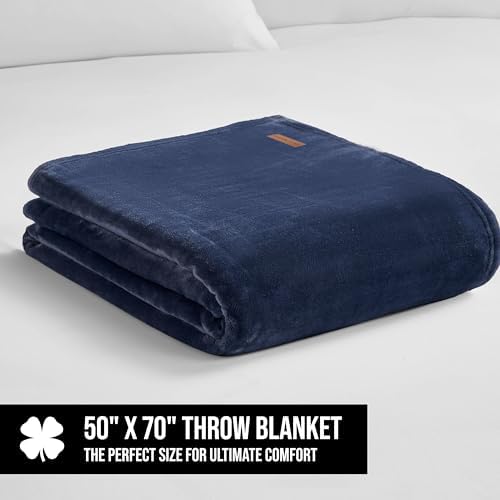 Lucky Brand Solid Plush 50"x70" Throw Blanket, Vintage Blue Indigo - Soft, Cozy, and Timeless Comfort - Image 2