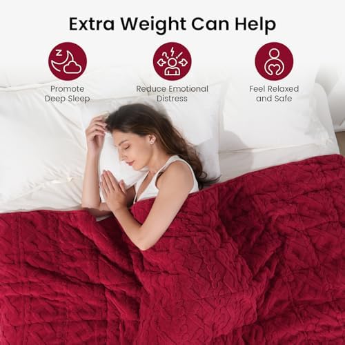 Drewin Weighted Blanket Queen Size 15lbs for Adults,Red,60 x 80 inches - Image 2