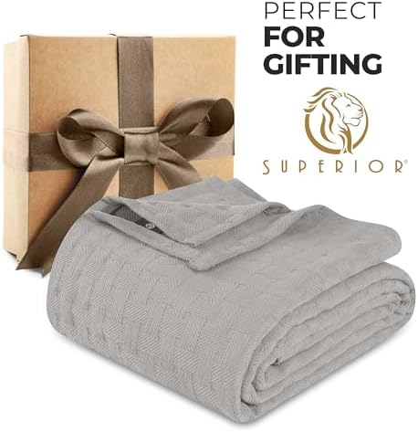 Superior Cotton Blanket Breathable All Season Comfy Bedding, Twin, Silver - Image 3