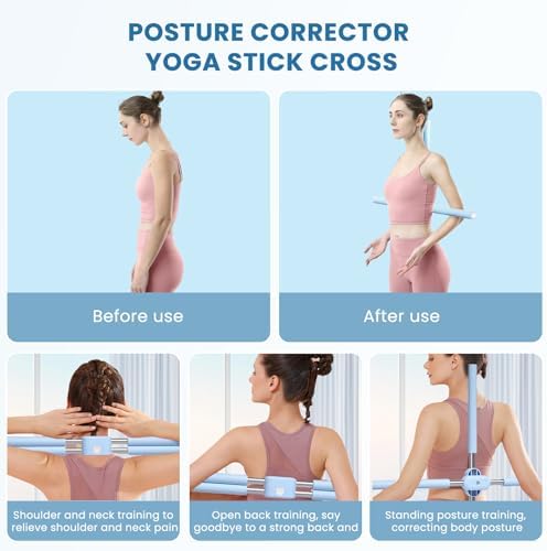 Yoga Stick, Back Cross Orthosis for Adult And Child, Foam Stainless Steel Material, Improving Hunchback and Chest Back Support, Hump Corrector Posture Corrector Stick Stretching rod(23.6-35.4in) - Image 3