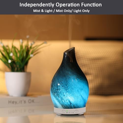 Essential Oil Diffuser 120ML Glass Aromatherapy Diffuser with 4 Timer Settings & 7 Color Changing Lights, Auto Shut-Off, Ultra Quiet Oil Diffuser for Home, Office, Yoga, Spa - Image 3