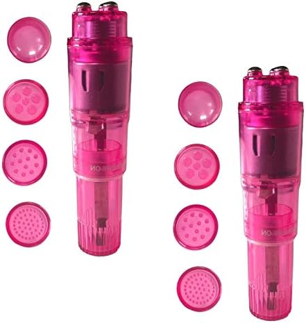 Small Mini Massager Portable Pen for Body Face, Neck, Head,Back Massage with 4 Heads (2PC Pink) by Finever