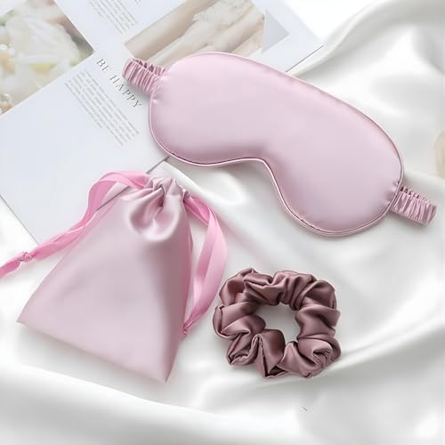 Purple Sleep Eye Mask, Blackout Silk Satin Travel Blindfold Set Women - Image 4