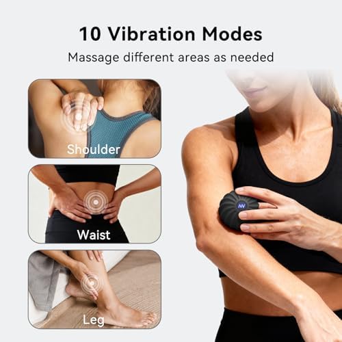 2.4" Mini Electric Vibrating Massage Ball, 10-Speed Fitness Yoga Massage Roller for Palm, Hand, Foot, Leg, Neck, Back, Multi-Directional Massage Ball (Black) - Image 2