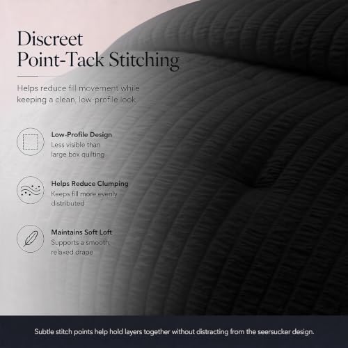 CozyLux King Size Comforter Set, 7 Pieces Black Seersucker Bed in a Bag - Image 4