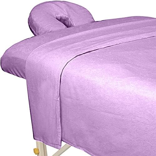 ForPro Premium Flannel 3-Piece Massage Sheet Set, Lavender, for Massage Tables, Includes Massage Flat Sheet, Massage Fitted Sheet, and Massage Fitted Face Rest Cover by ForProProfessionalCollection