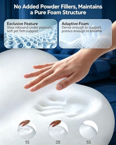 Cervical Neck Pillow for Sleeping, Memory Foam Pillows, Space Grey - Image 6