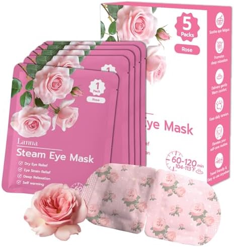 LANNA Heated Steam Eye Mask, Disposable 120 Minutes, Rose Scent, 5 Pcs - Image 2