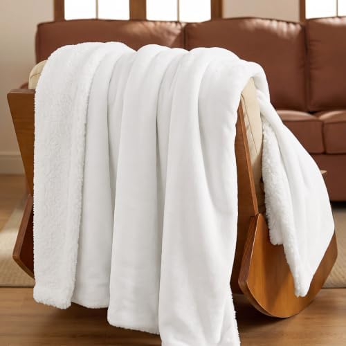 Bedsure GentleSoft Sherpa Fleece Throw Blanket for Couch, Non-Heated, Thick and Warm Throw for Women and Men, Soft Fuzzy Plush Blanket for Winter, Bright White, 50x60 Inches - Image 3