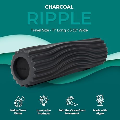Oceanfoam Ripple Travel Foam Roller (11" x 3.35") Firm Mini Foam Roller for Physical Therapy, Deep Tissue Massage, Back Pain - High Density, Ergonomic Wave Textured, Yoga, Pilates, Exercise (Charcoal) - Image 3