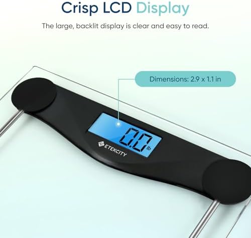 Etekcity Digital Body Weight Bathroom Scale, 6mm Tempered Glass, Black - Image 2