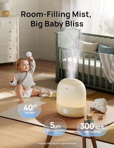 DREO Smart Humidifiers for Bedroom Baby HM409S, 1500+ RGB Night Light & Sleep Routine Trainer, Ultra Quiet 28dB & 3L Top Fill Cool Mist Humidifier for Nursery, Air humidifier for Plants Indoor, Yellow - Image 3