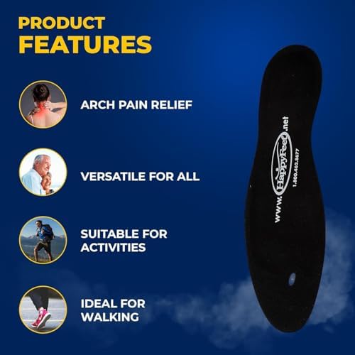Happy Feet Plantar Fasciitis Flat Feet Orthotic Support Gel Insert Shoe Insoles for Men and Women - Image 3