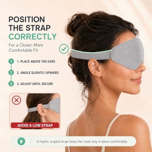 100% Blackout Adjustable Eye Mask Moisture Goggles – Soft & Comfortable Reusable 3D Sleeping Mask – Ideal for Travel (Silver Gray) - Image 3