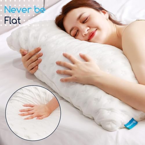 KUCEY Cooling Side Sleeper Pillow for Neck and Shoulder Pain, Luxury Shredded Memory Foam Cool Bed Pillows for Sleeping Set of 1- Adjustable Standard Size- Washable Cover Original White - Image 5