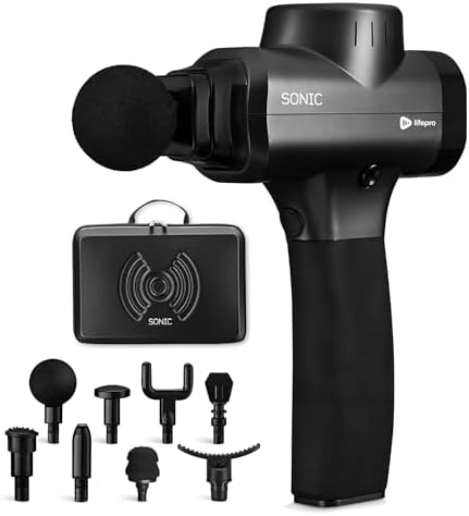 LifePro Sonic Massage Gun Percussion Muscle Massager, 8 Heads & 5 Speeds by Unknown