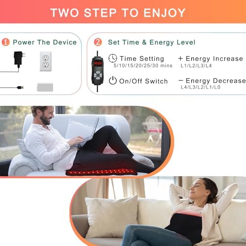 bonodave Red Light Therapy for Body, 19.8" x 12" Infrared Light Therapy Pad XL Large Red Infrared Heating Therapy Wrap Pad Belt for Back Shoulder Leg Relief Home Office Use, Ideal Gift - Image 4