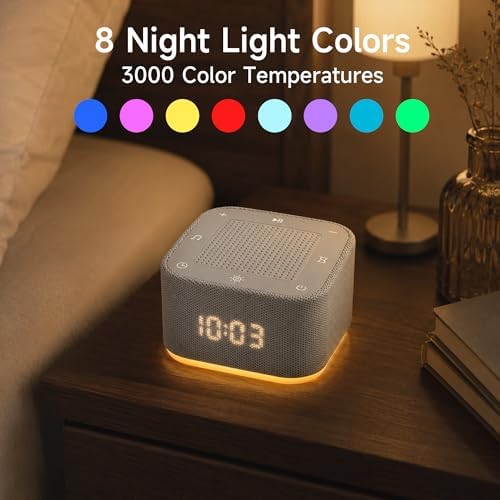 Sound Machine with 32 Non Looping Natural Soothing Sounds, White Noise Machine with Night Light, Sleep Timer Therapy for Baby Kids Adults, Gray - Image 5