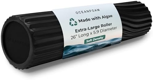 Oceanfoam Tsunami Roller (Black) - Extra-Large, 26" x 5.9" - Soft, Textured Foam Roller for Physical Therapy, Back Pain, Exercise & Stretching - Wave Textured - Yoga, Athletics, & Wellness by Oceanfoam