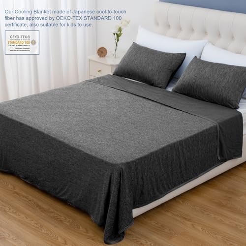CHOSHOME Cooling Blanket for Hot Sleepers Lightweight Summer Cold Thin Blankets for Sleeping, Hot Flashes Night Sweats, Soft Blanket for Bed, Full Size, Black - Image 6
