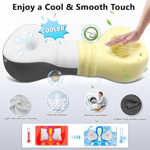 Cervical Neck Roll Pillow, Say Goodbye to Neck Pain, Travel Neck Support Pillow for Side Sleepers, Ergonomic Memory Foam Camping Pillow, Cervical Traction Device with Storage Bag - Image 6