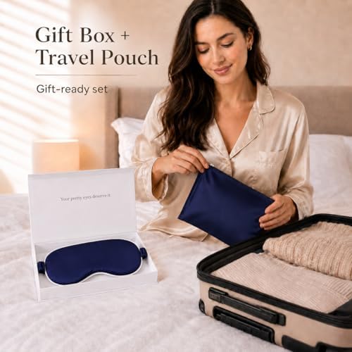 Silk Sleep Mask Light Blocking Luxury 100% Mulberry 19mm Silk Eye Mask Eye Cover Blindfold Ultra Soft Light & Comfy Anti Aging Skin Care with Travel Bag Gift Package - Image 5