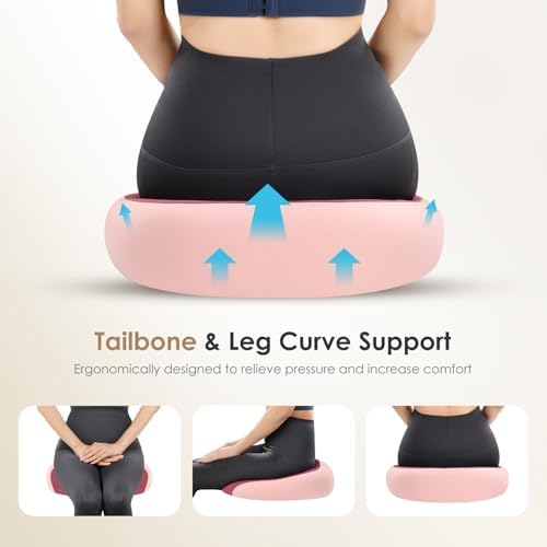 FLORICH Car Seat Cushion & Lumbar Support Pillow & Car Neck Pillow, Ergonomic Memory Foam Driving Seat Cushions for Back & Sciatica Pain Relief, Non-Slip Cushion for Car, Office Chair,Wheelchair-Pink - Image 7