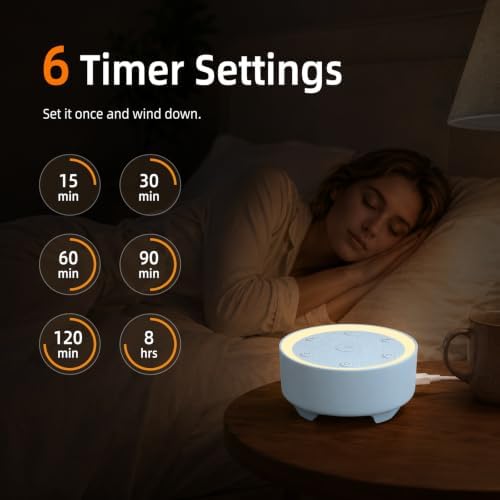 Kipcush White Noise Machine for Sleeping, Baby & Adults, High-Fidelity Non-Looping Sounds, Sleep Sound Machine with Dimmable Night Light, USB Powered, Memory Function, Home, Nursery & Travel - Image 5
