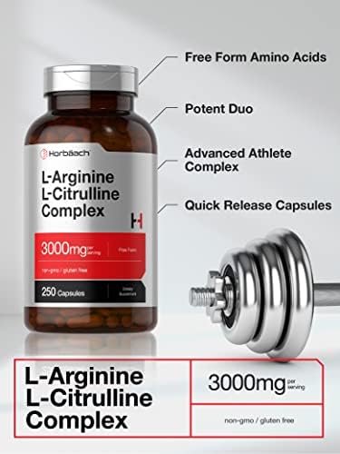 Horbäach L-Arginine L-Citrulline Complex | 3000mg | 250 Capsules - Image 3